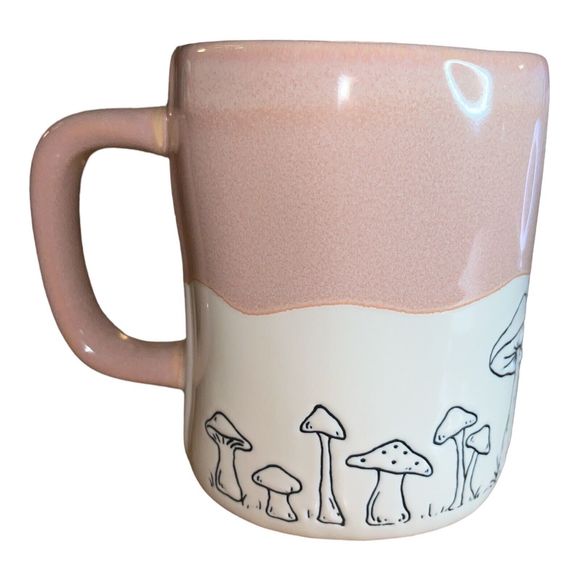 RARE Rae Dunn by Magenta Mushrooms Pink Peach Mug HTF And NWT - Picture 3 of 5